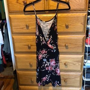 Floral spaghetti strap wrap dress